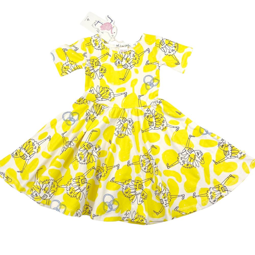 NWT Noe & Zoe Berlin Yellow Ostrich Dress